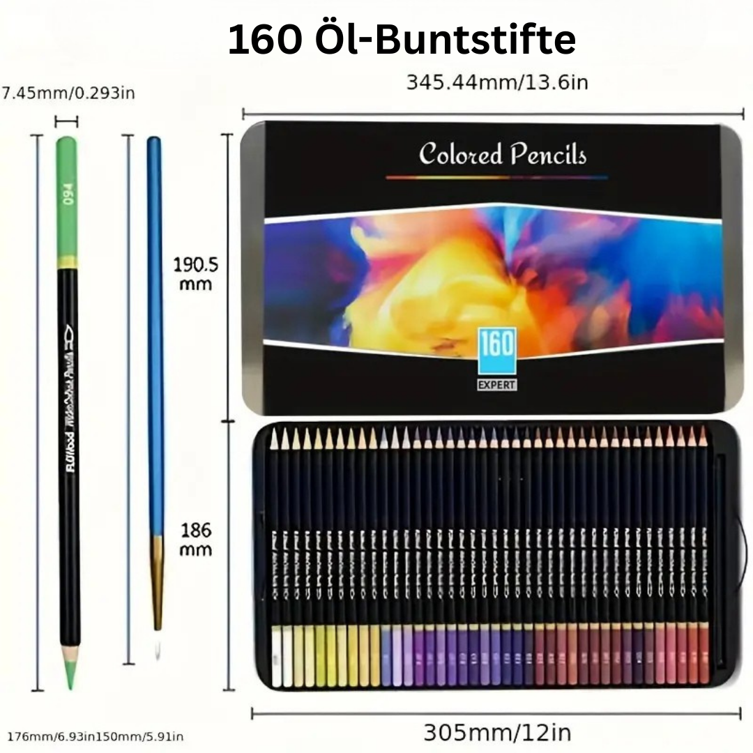 Kraviss™ | 72/160 Wasserlösliche Farbstifte – Professionelles Künstler-Set