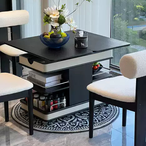 Magnora™ | Verstellbarer Couchtisch – Multifunktional, Massivholz, Klappbar, Kleiner Rollwagen